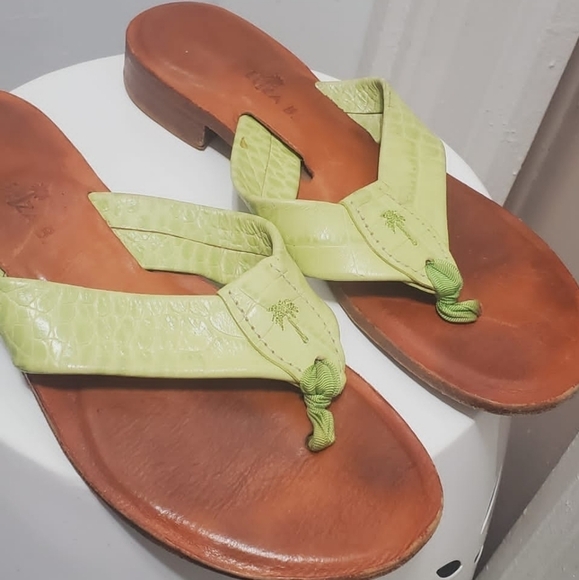 Eliza B Genuine Leather LemonThong Slippers Size 8 🌴 - Picture 4 of 7